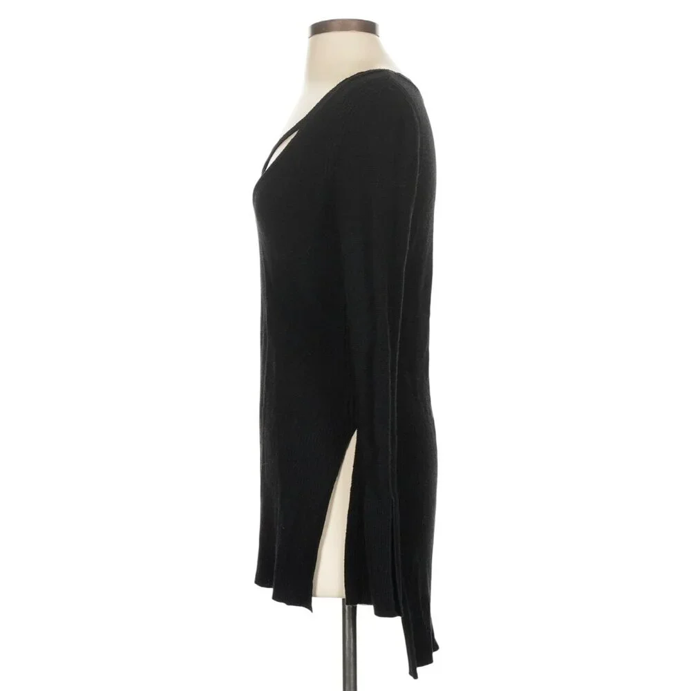 Free People Black Crisscross L/S Sweater Dress Tunic | Boho Twilightcore Casual - Picture 5 of 11